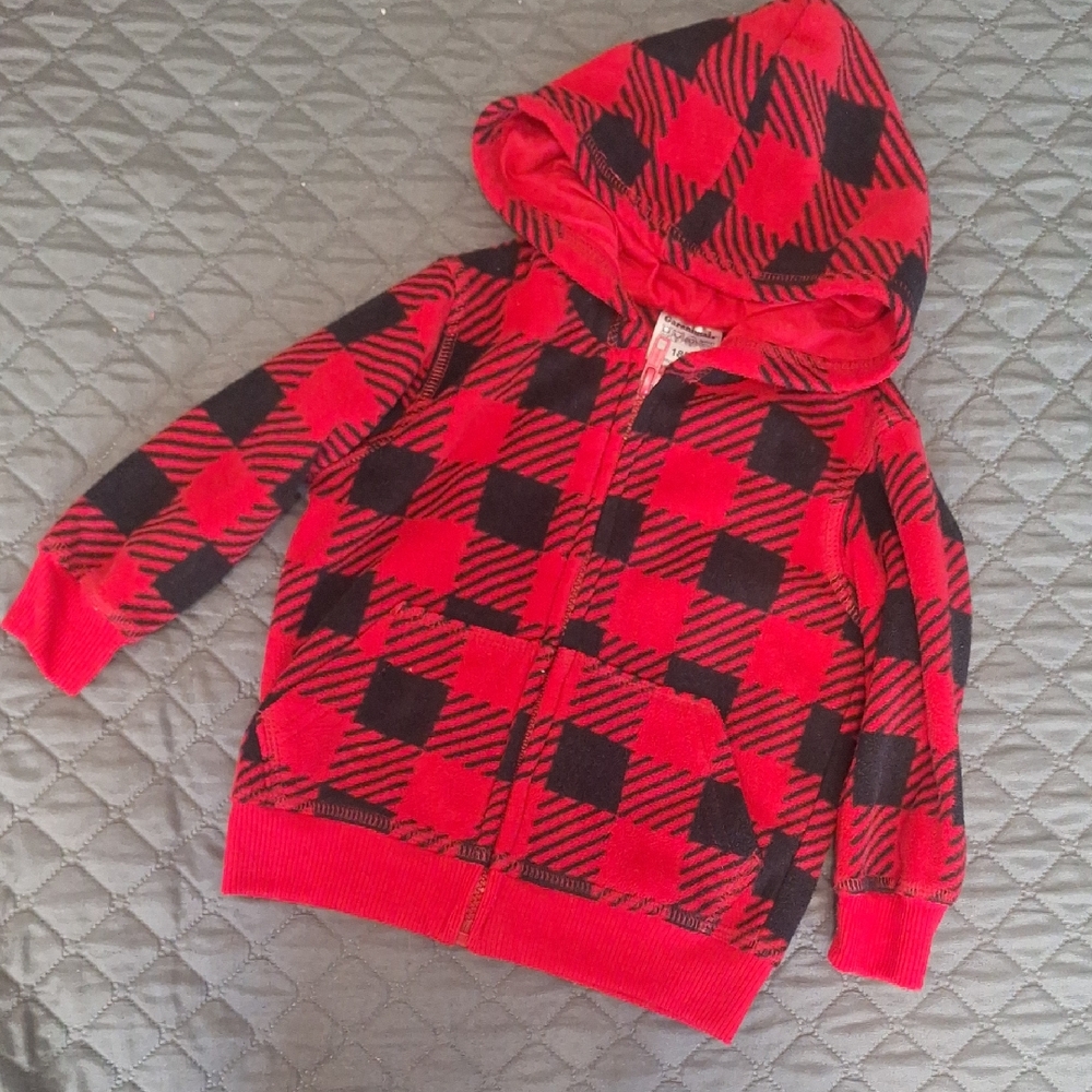 Garanimals Toddler Red and Black Checkered Hoodie, Size 18m